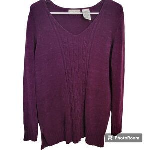 White Stag Cable Knit Purple Sparkle Sweater